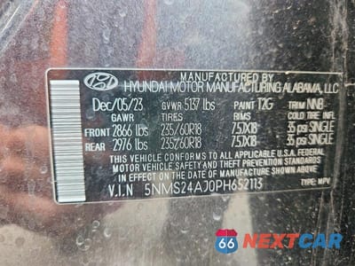Zdjęcie 13 z 13 samochodu: 2023 HYUNDAI SANTA FE SEL VIN:5NMS24AJ0PH652113 - miniatura