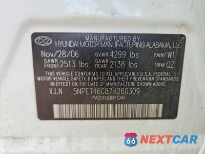 Zdjęcie 13 z 13 samochodu: 2007 HYUNDAI SONATA GLS VIN:5NPET46C87H260309 - miniatura