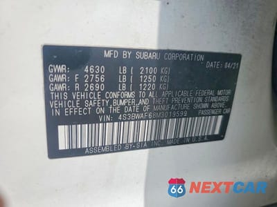 Zdjęcie 12 z 12 samochodu: 2021 SUBARU LEGACY PREMIUM VIN:4S3BWAF68M3019599 - miniatura