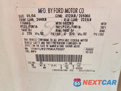 Zdjęcie 12 z 12 samochodu: 2005 FORD ESCAPE XLT VIN:1FMYU93195KA70507 - miniatura