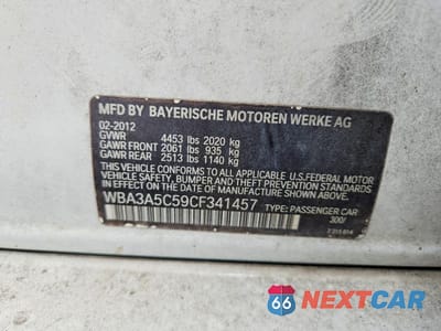 Zdjęcie 12 z 12 samochodu: 2012 BMW 328 I VIN:WBA3A5C59CF341457 - miniatura
