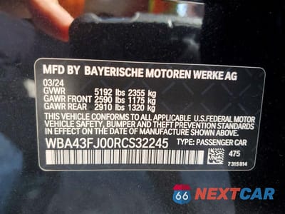 Zdjęcie 12 z 12 samochodu: 2024 BMW 530 I VIN:WBA43FJ00RCS32245 - miniatura