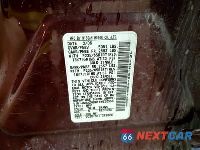 Zdjęcie 14 z 14 samochodu: 2006 NISSAN MURANO VIN:JN8AZ08W16W530555 - miniatura