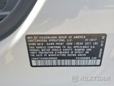 Zdjęcie 13 z 13 samochodu: 2017 VOLKSWAGEN PASSAT S VIN:1VWAT7A33HC085632 - miniatura