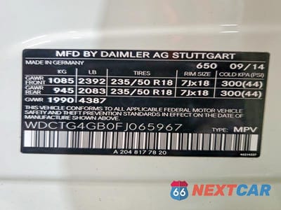 Zdjęcie 13 z 13 samochodu: 2015 MERCEDES-BENZ GLA 250 4MATIC VIN:WDCTG4GB0FJ065967 - miniatura