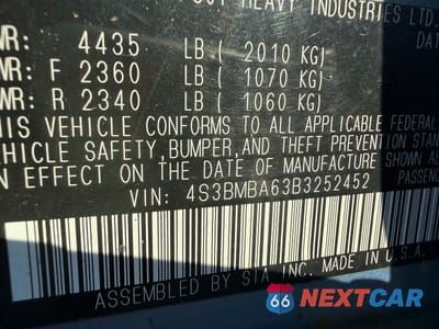 Zdjęcie 10 z 10 samochodu: 2011 SUBARU LEGACY 2.5I VIN:4S3BMBA63B3252452 - miniatura