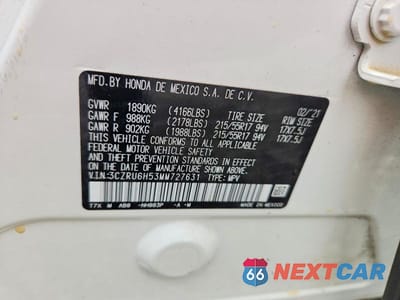 Zdjęcie 14 z 14 samochodu: 2021 HONDA HR-V EX VIN:3CZRU6H53MM727631 - miniatura