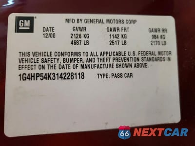 Zdjęcie 12 z 12 samochodu: 2001 BUICK LESABRE CUSTOM VIN:1G4HP54K314228118 - miniatura