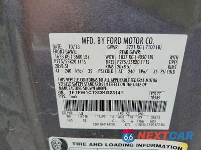 Zdjęcie 12 z 12 samochodu: 2013 FORD F150 SUPERCREW VIN:1FTFW1CTXDKG23141 - miniatura