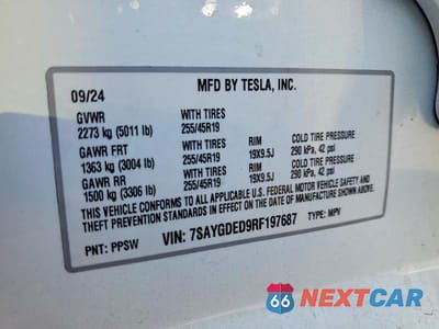 Zdjęcie 13 z 13 samochodu: 2024 TESLA MODEL Y VIN:7SAYGDED9RF197687 - miniatura