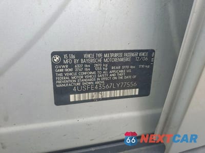 Zdjęcie 13 z 13 samochodu: 2007 BMW X5 3.0I VIN:4USFE43567LY77556 - miniatura