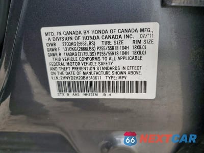 Zdjęcie 13 z 13 samochodu: 2011 ACURA MDX VIN:2HNYD2H20BH543611 - miniatura