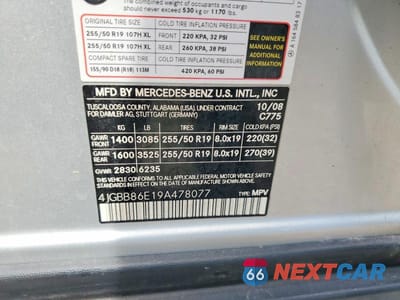 Zdjęcie 13 z 13 samochodu: 2009 MERCEDES-BENZ ML 350 VIN:4JGBB86E19A478077 - miniatura