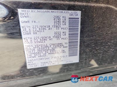 Zdjęcie 12 z 12 samochodu: 2019 NISSAN ROGUE SV VIN:5N1AT2MT5KC701562 - miniatura