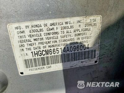 Zdjęcie 23 z 24 samochodu: 2004 HONDA ACCORD EX VIN:1HGCM66514A096004 - miniatura