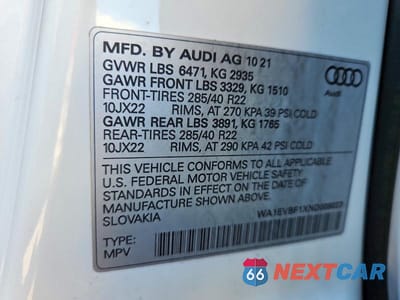 Zdjęcie 12 z 12 samochodu: 2022 AUDI Q8 PREMIUM PLUS S-LINE VIN:WA1EVBF1XND008023 - miniatura