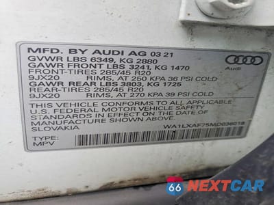 Zdjęcie 13 z 13 samochodu: 2021 AUDI Q7 PREMIUM PLUS VIN:WA1LXAF75MD036018 - miniatura