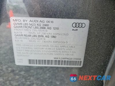 Zdjęcie 13 z 13 samochodu: 2016 AUDI Q5 PREMIUM PLUS VIN:WA1L2AFPXGA129668 - miniatura