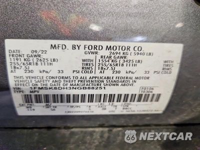Zdjęcie 14 z 14 samochodu: 2022 FORD EXPLORER XLT VIN:1FMSK8DH3NGB88251 - miniatura