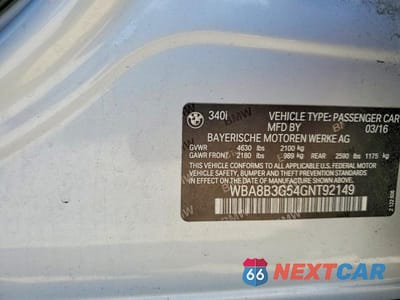 Zdjęcie 13 z 13 samochodu: 2016 BMW 3 SERIES HYB 4D VIN:WBA8B3G54GNT92149 - miniatura