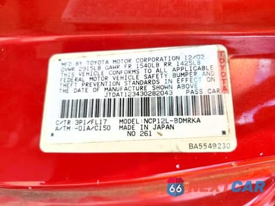 Zdjęcie 13 z 13 samochodu: 2003 TOYOTA ECHO BASE VIN:JTDAT123430282043 - miniatura