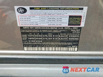 Zdjęcie 12 z 12 samochodu: 2007 MERCEDES-BENZ GL 450 4MATIC VIN:4JGBF71E07A251031 - miniatura