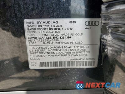 Zdjęcie 13 z 13 samochodu: 2020 AUDI SQ5 PREMIUM PLUS VIN:WA1B4AFYXL2021814 - miniatura