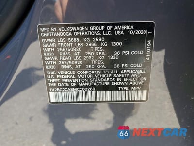 Zdjęcie 13 z 13 samochodu: 2021 VOLKSWAGEN ATLAS CROSS SPORT SEL VIN:1V2BC2CA8MC200269 - miniatura