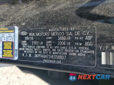 Zdjęcie 12 z 12 samochodu: 2017 KIA FORTE LX VIN:3KPFK4A71HE058807 - miniatura