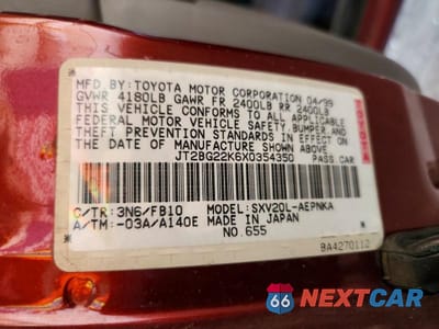 Zdjęcie 12 z 12 samochodu: 1999 TOYOTA CAMRY LE VIN:JT2BG22K6X0354350 - miniatura