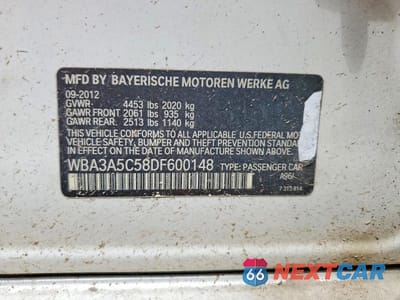 Zdjęcie 12 z 12 samochodu: 2013 BMW 328 I VIN:WBA3A5C58DF600148 - miniatura