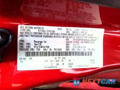 Zdjęcie 12 z 12 samochodu: 2016 FORD FOCUS SE VIN:1FADP3F25GL389417 - miniatura
