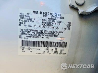 Zdjęcie 13 z 13 samochodu: 2012 FORD EXPLORER XLT VIN:1FMHK8D82CGA27459 - miniatura