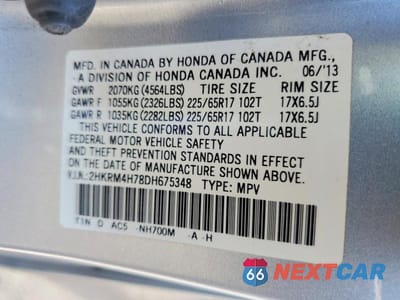 Zdjęcie 14 z 14 samochodu: 2013 HONDA CR-V EXL VIN:2HKRM4H78DH675348 - miniatura