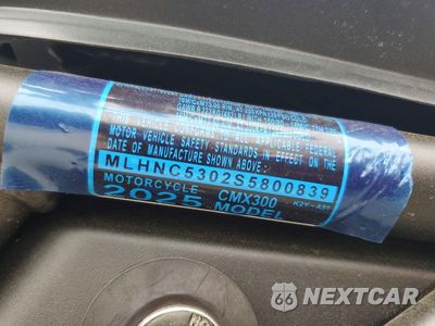 Zdjęcie 9 z 9 samochodu: 2025 HONDA CMX300 VIN:MLHNC5302S5800839 - miniatura