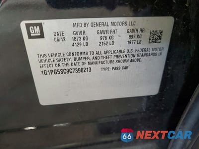 Zdjęcie 12 z 12 samochodu: 2012 CHEVROLET CRUZE LT VIN:1G1PG5SC9C7390213 - miniatura