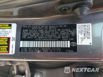 Zdjęcie 12 z 12 samochodu: 2019 TOYOTA CAMRY SE VIN:4T1B11HK5KU842440 - miniatura