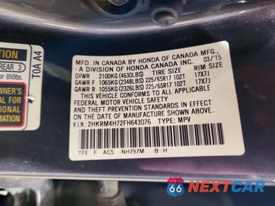 Zdjęcie 13 z 13 samochodu: 2015 HONDA CR-V EXL VIN:2HKRM4H72FH643076 - miniatura