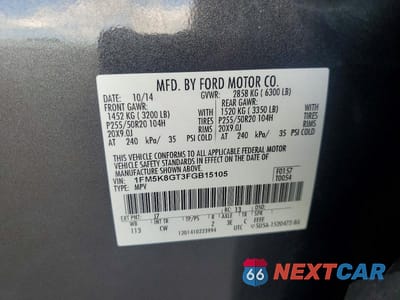 Zdjęcie 13 z 13 samochodu: 2015 FORD EXPLORER SPORT VIN:1FM5K8GT3FGB15105 - miniatura