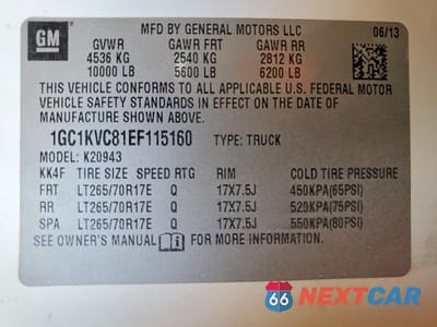 Zdjęcie 12 z 12 samochodu: 2014 CHEVROLET SILVERADO K2500 HEAVY DUTY VIN:1GC1KVC81EF115160 - miniatura