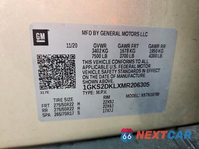 Zdjęcie 13 z 13 samochodu: 2021 GMC YUKON DENALI VIN:1GKS2DKLXMR206305 - miniatura