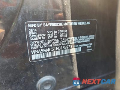 Zdjęcie 12 z 12 samochodu: 2014 BMW 535 XIGT VIN:WBA5M4C51ED183737 - miniatura