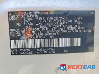 Zdjęcie 12 z 12 samochodu: 2006 TOYOTA RAV4 BASE VIN:JTMZD33V565000303 - miniatura