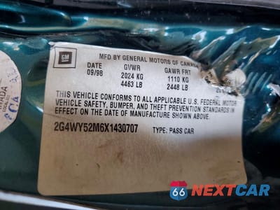 Zdjęcie 13 z 13 samochodu: 1999 BUICK CENTURY LIMITED VIN:2G4WY52M6X1430707 - miniatura
