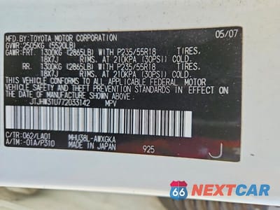 Zdjęcie 13 z 13 samochodu: 2007 LEXUS RX 400H VIN:JTJHW31U772033142 - miniatura