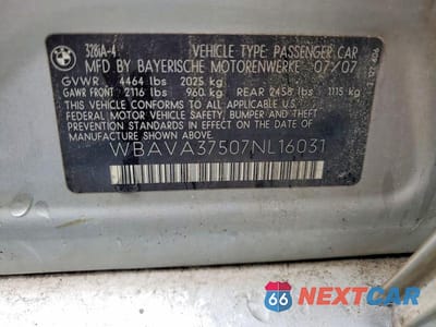 Zdjęcie 12 z 12 samochodu: 2007 BMW 328 I VIN:WBAVA37507NL16031 - miniatura