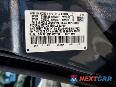 Zdjęcie 13 z 13 samochodu: 2003 HONDA ODYSSEY EX-L WITH RES VIN:5FNRL18663B157244 - miniatura