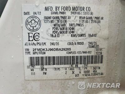 Zdjęcie 13 z 13 samochodu: 2013 FORD EDGE SEL VIN:2FMDK3J96DBA29285 - miniatura