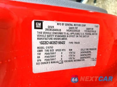 Zdjęcie 12 z 12 samochodu: 2008 CHEVROLET SILVERADO C1500 VIN:1GCEC14X28Z198422 - miniatura