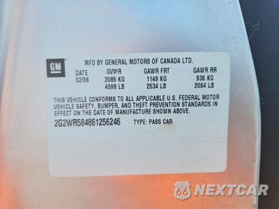 Zdjęcie 12 z 12 samochodu: 2006 PONTIAC GRAND PRIX GT VIN:2G2WR584861256246 - miniatura
